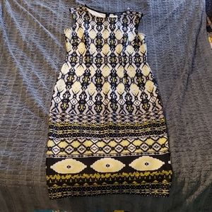 Yellow Black and White Midi Dress